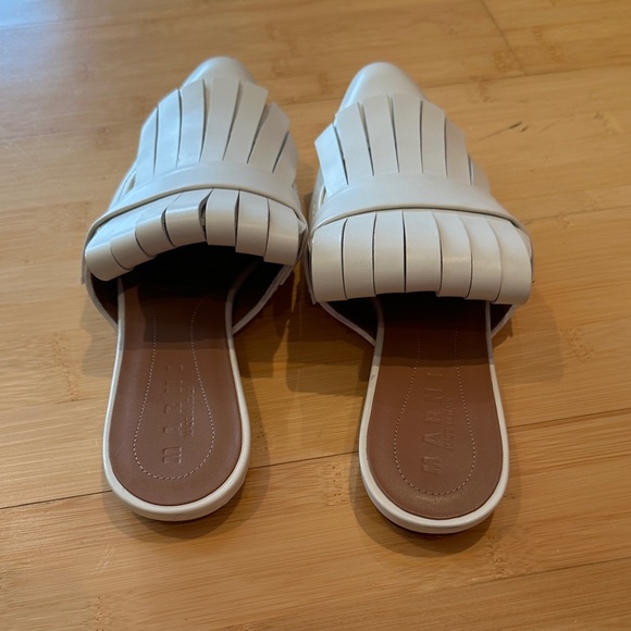 Marni White Fringe Mules - Picture 3 of 5